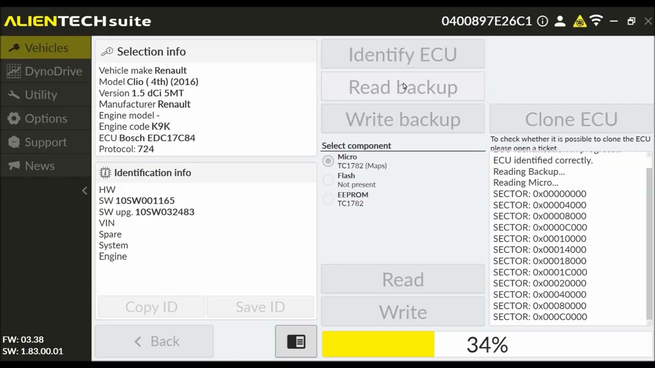 EDC17C84 Renault ENGINE ECU read with Kess 3