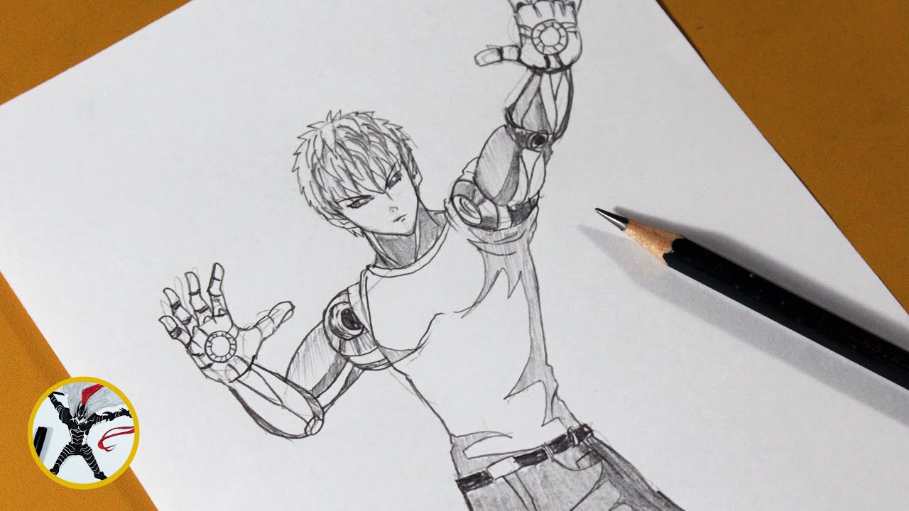 How to Draw Genos Full Body Step by Step – Easy Anime Tutorial for Beginners