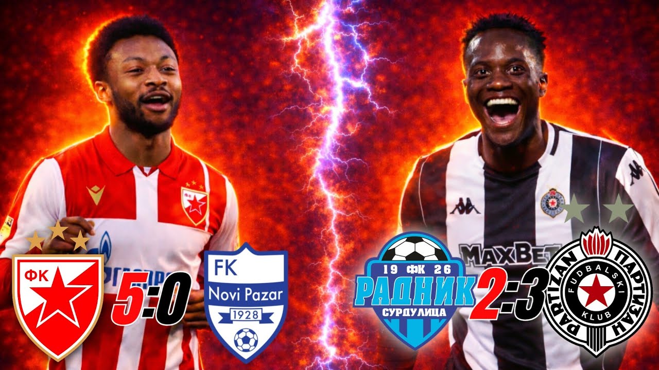 Radnik - Partizan 2:3 ☆ Crvena zvezda - Novi Pazar 5:0 ☆ Večiti nastavljaju trku za titulu
