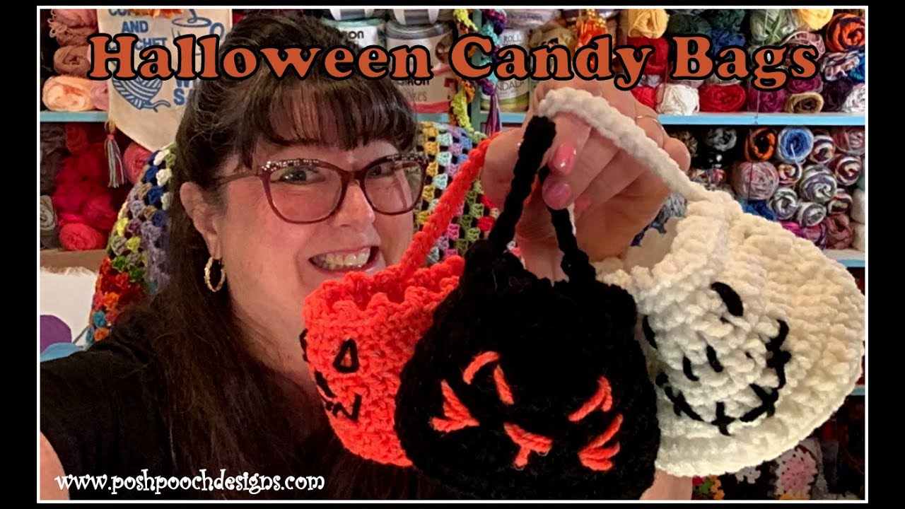 Схема вязания крючком корзинок для конфет на Хэллоуин #crochet #crochetvideos