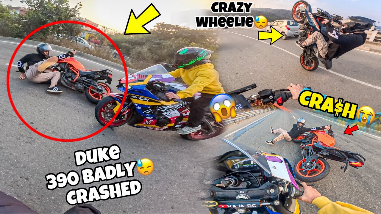 Duke390 Badly Crashed with Zx10r😢|| Puri Bike toot gayee😭|| Crazy Stunts😱