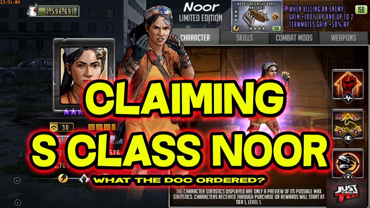 Walking Dead RTS: Claming S-Class Noor!! On kill 100% AP and give 2 teammates 50% AP!!!