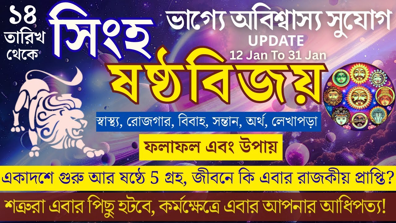 জানুয়ারিতে সিংহ রাশির ভাগ্যবদল! | ৪ গ্রহের Transit ও Aspect-এ ক্যারিয়ারে বড় চমক | Leo January 2026