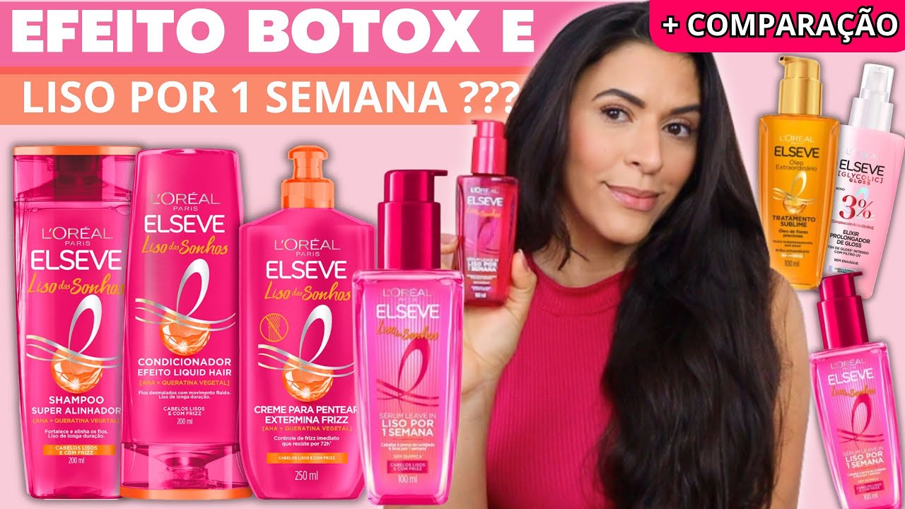 SÉRUM ELSEVE LISO DOS SONHOS L'Oreal Paris: Liso por 1 semana [Botox Capilar] + Comparação Leave In