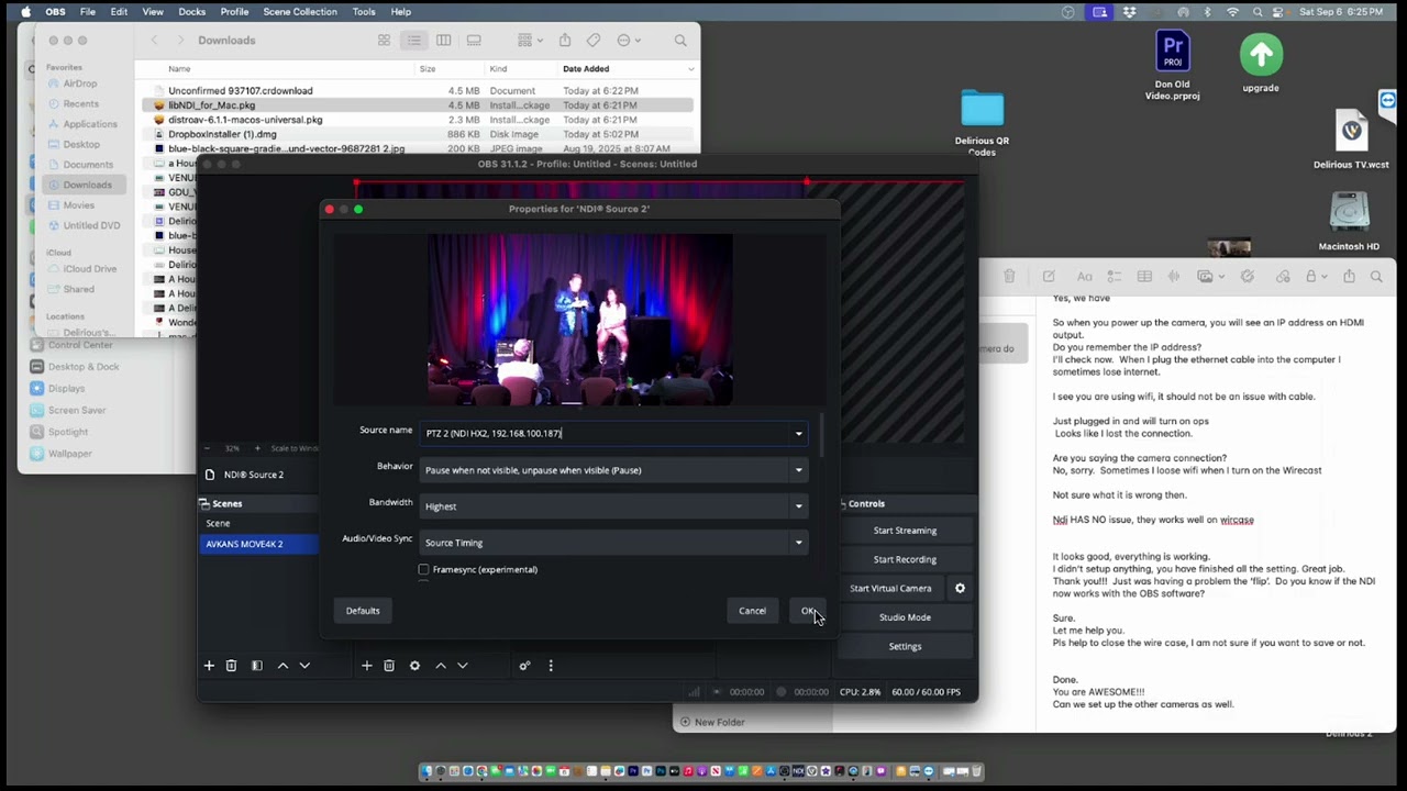 AVKANS Move 4K NDI PTZ Camera Setup on Wirecast and OBS, for Don.