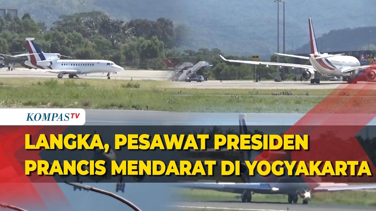 Momen Langka, Pesawat Presiden Prancis Emmanuel Macron Mendarat di Bandara YIA