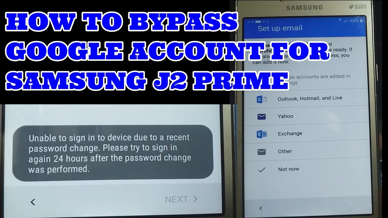 HOW TO BYPASS GOOGLE ACCOUNT FOR SAMSUNG GALAXY J2 PRIME
