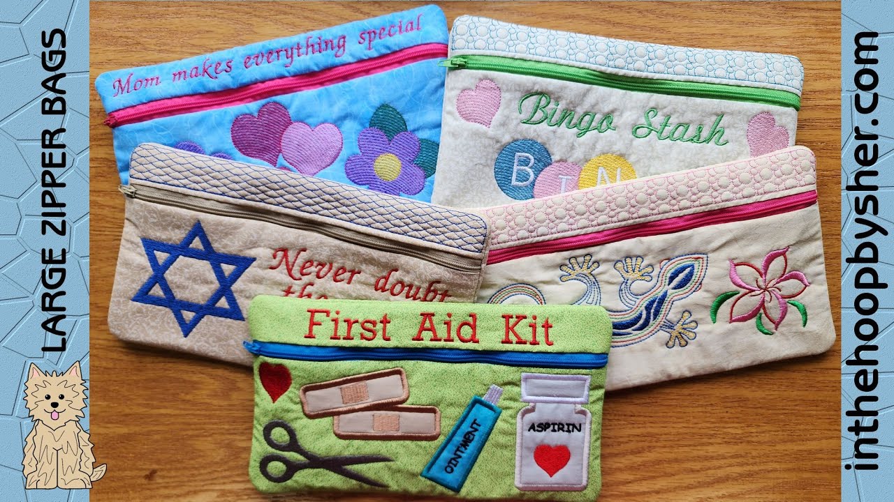 Larger In the Hoop Zipper Bags