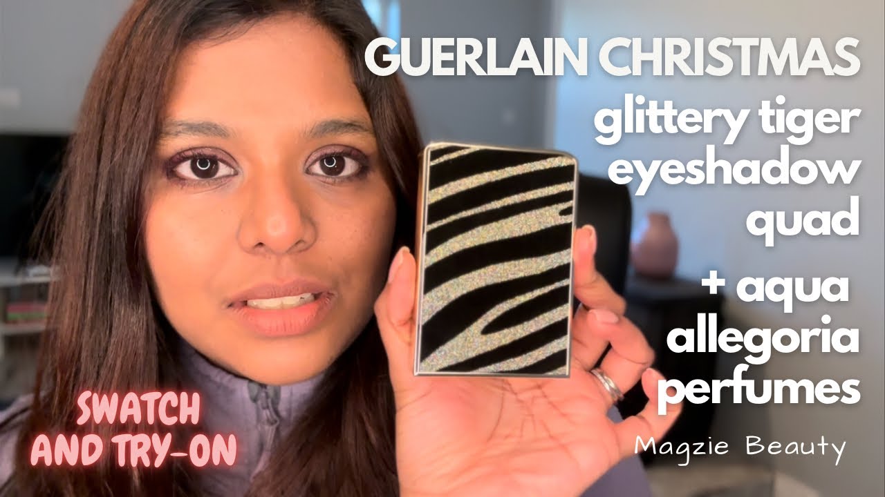 Guerlain Christmas - Ombres G 879 Glittery Tiger Eyeshadow Quad + Aqua Allegoria Perfume Samples