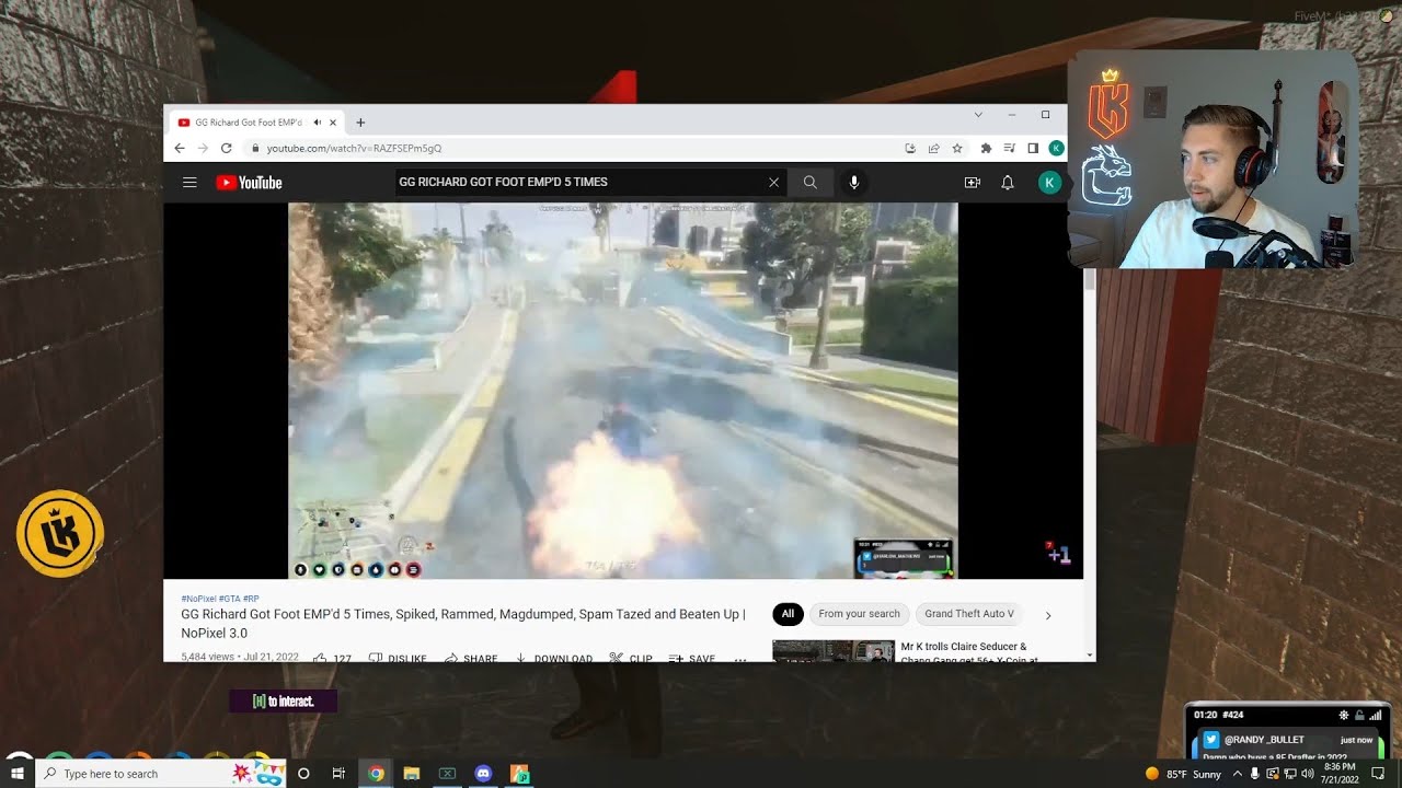 Kebun Reacts to GG Richard Getting EMP'd on Foot | Nopixel 3.0