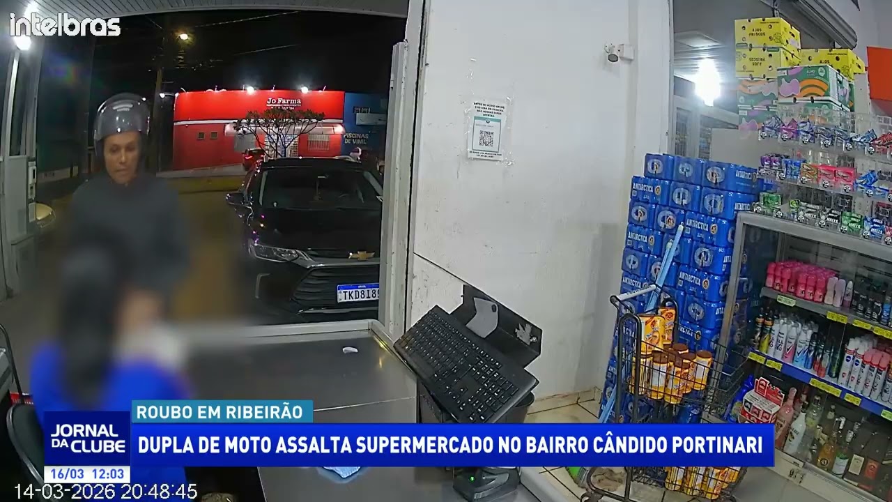 Dupla de moto assalta supermercado no bairro Cândido Portinari - Jornal da Clube (16/03/26)