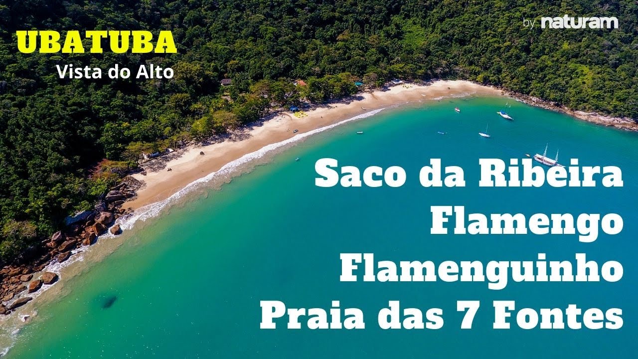 Saco da Ribeira em Ubatuba e Praias das 7 Fontes, Flamengo e Flamenguinho - Ubatuba Vista do Alto.