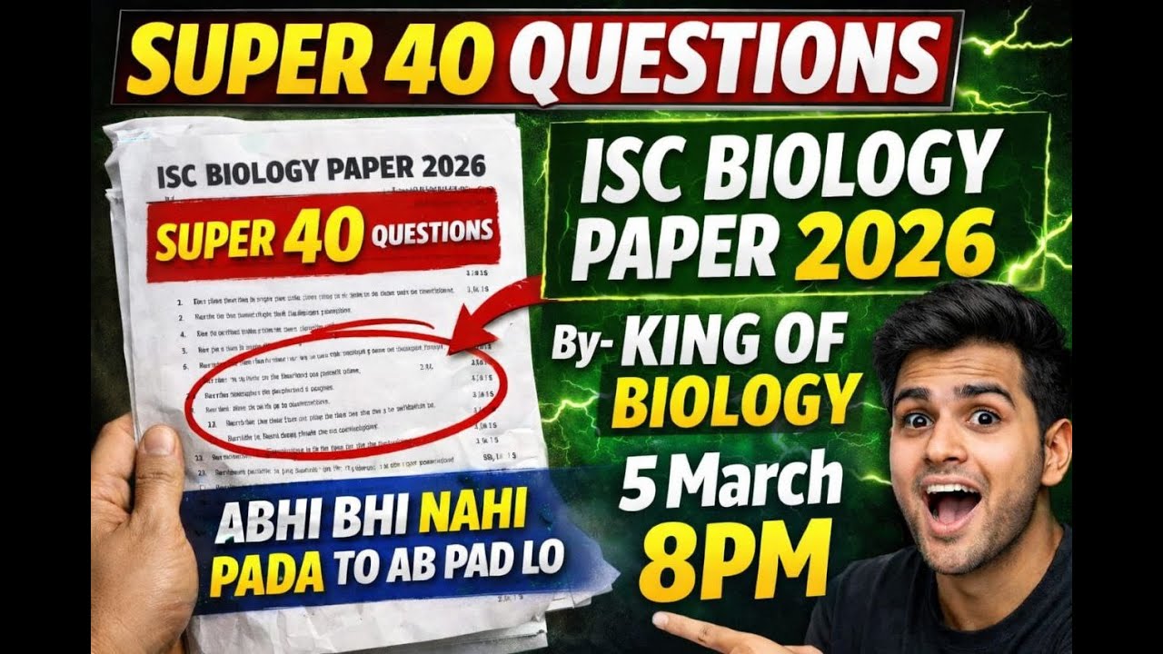 12th ISC | MOST IMPORTANT QUESTIONS ONE NIGHT BEFORE EXAM |One Shot |Live