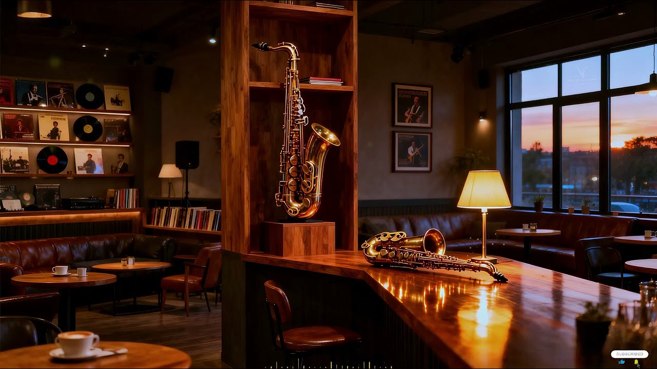 Slow Evening Funky Jazz Sax in a Modern Café  Relaxing Lounge Atmosphere