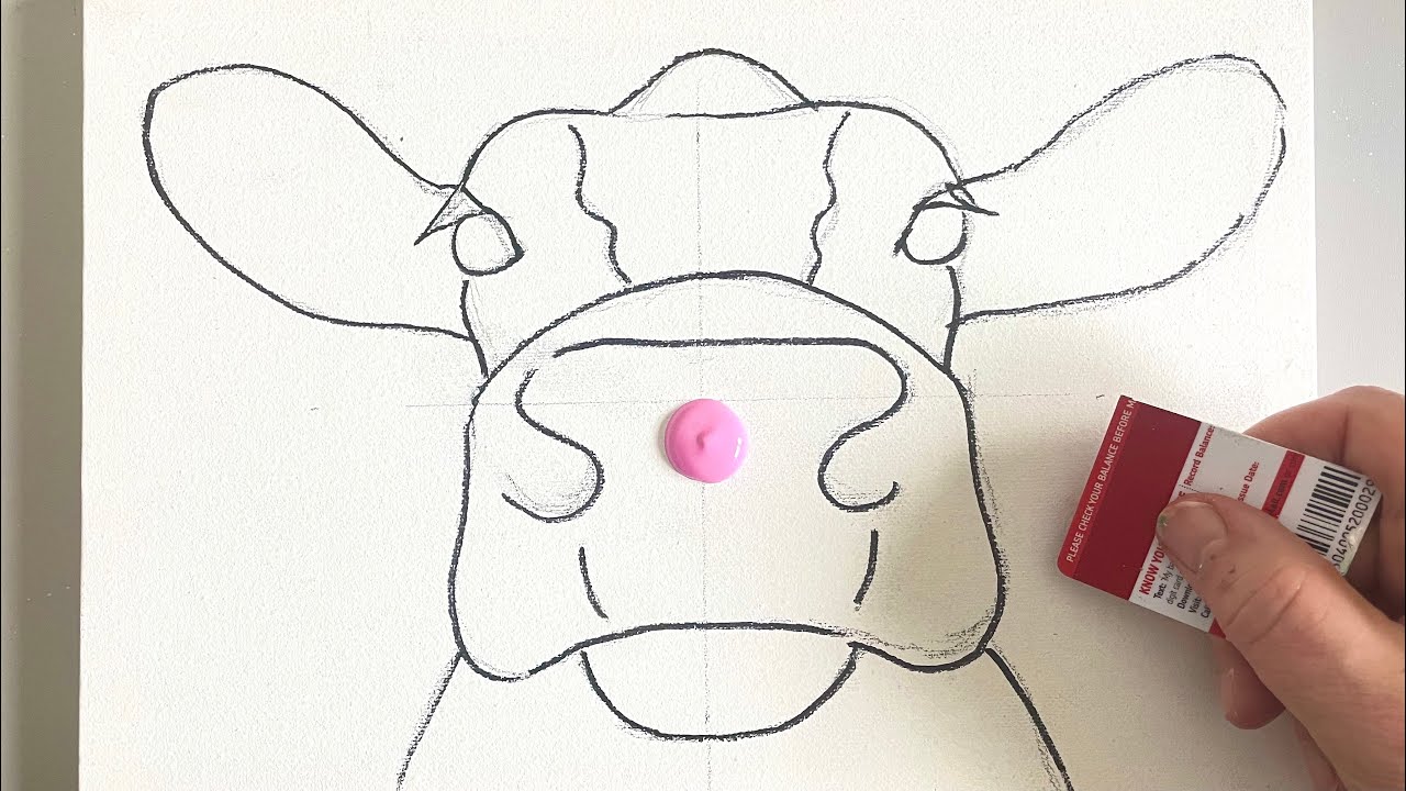 How To Draw and Paint a Cow / Easy Acrylic Painting for Beginners