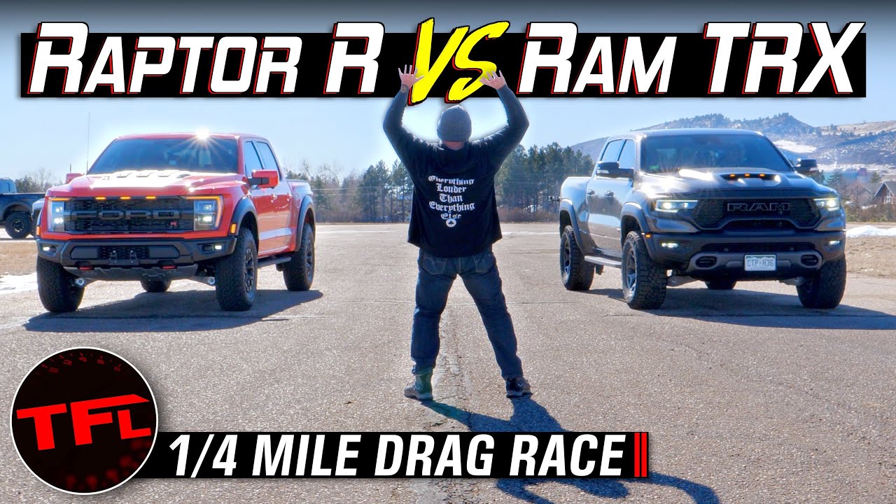 Все остальные не правы? Мы устраиваем дрэг-рейсинг: Ford F-150 Raptor R против Ram TRX — и резуль...