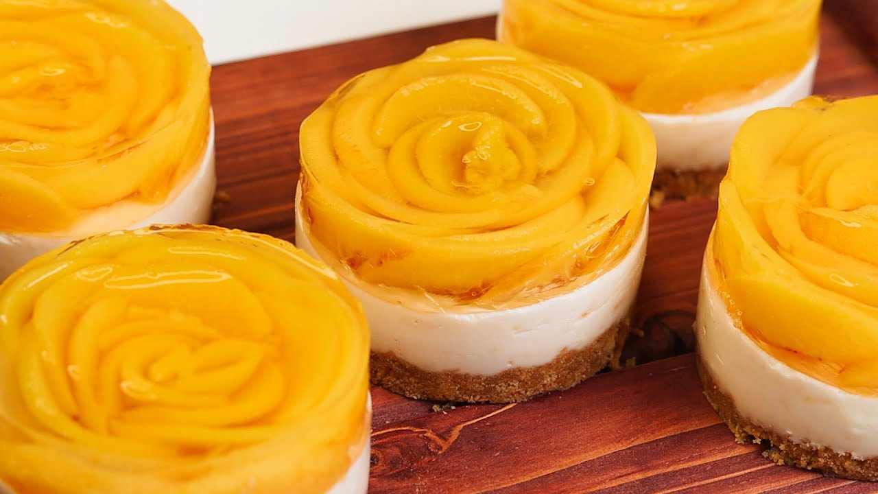 New dessert in a few minutes /Mini Peach Rose cheesecake