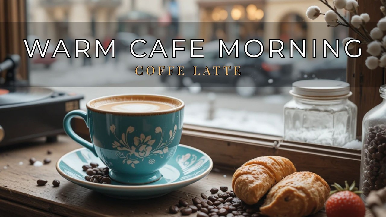 Relaxing Coffee Shop Winter ❄️ Jazz Music, Snowfall & Cozy Cafe Ambience
