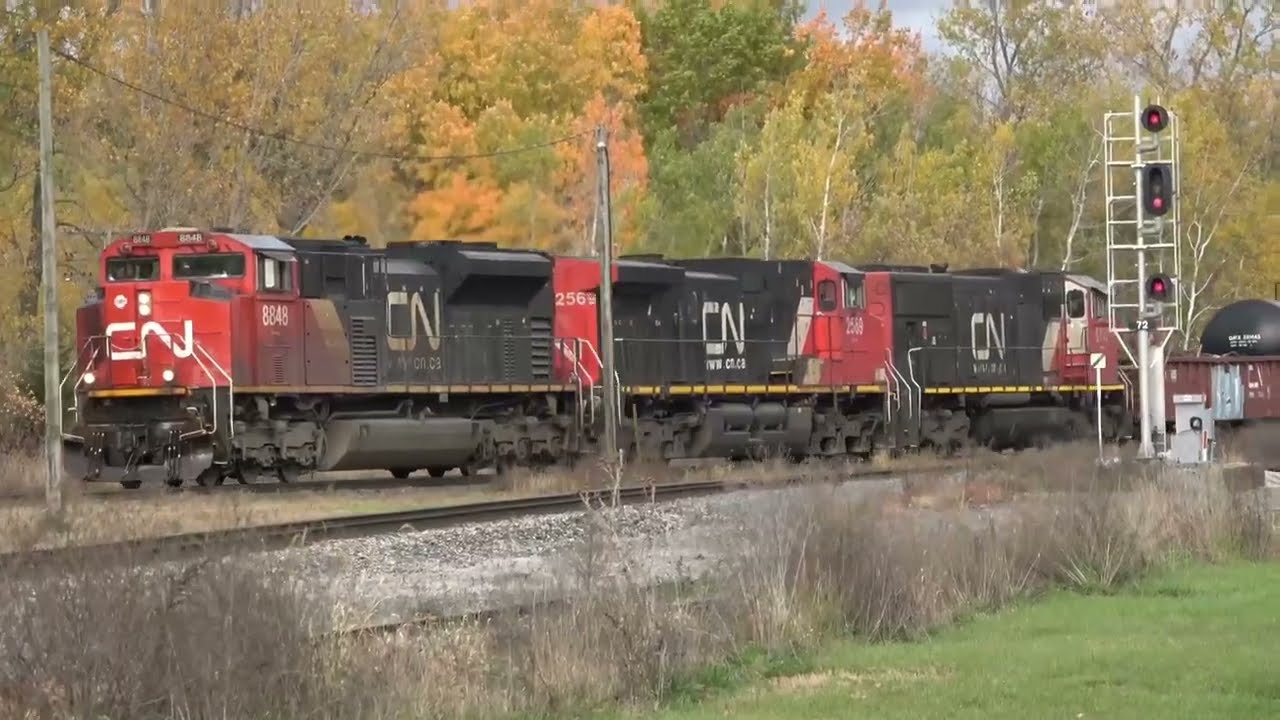 Huge 698 axle CN railway freight train at Komoka, ON. 8848, 2569, 5711 as power.
