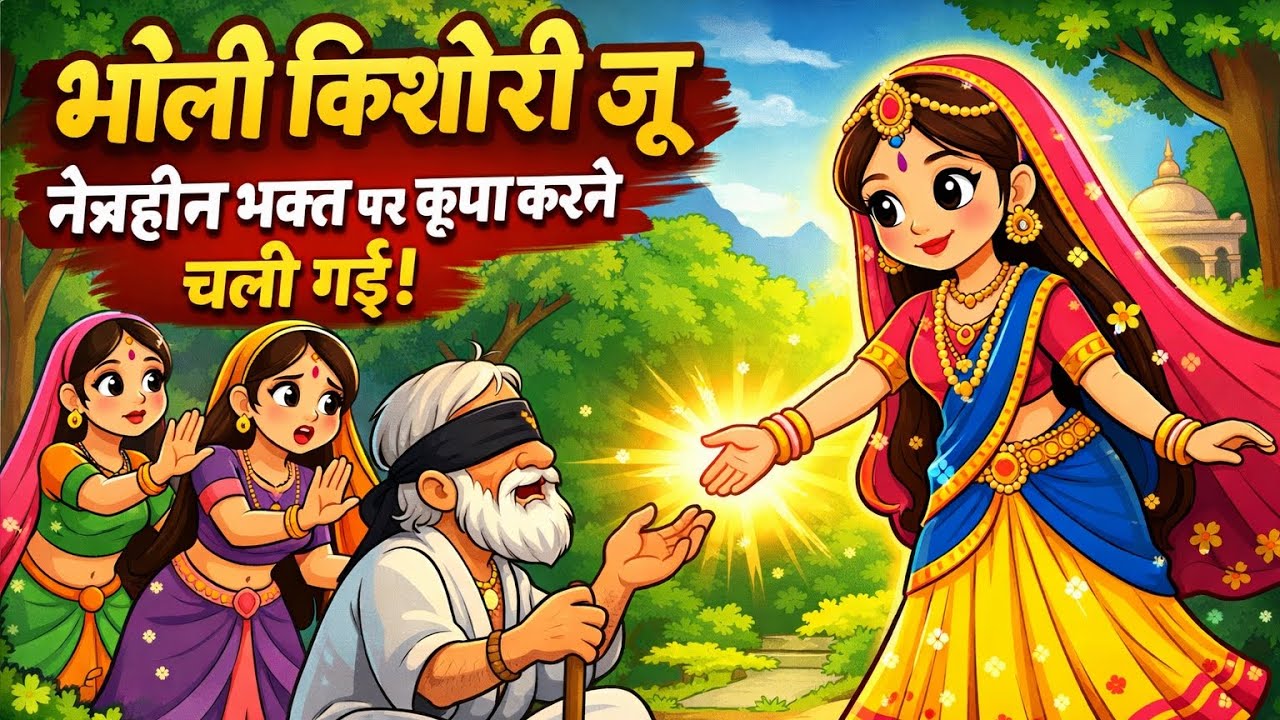 भोली किशोरी जू नेत्रहीन भक्त पर कृपा करने के लिए सखियों के मना करने पर भी चली गई