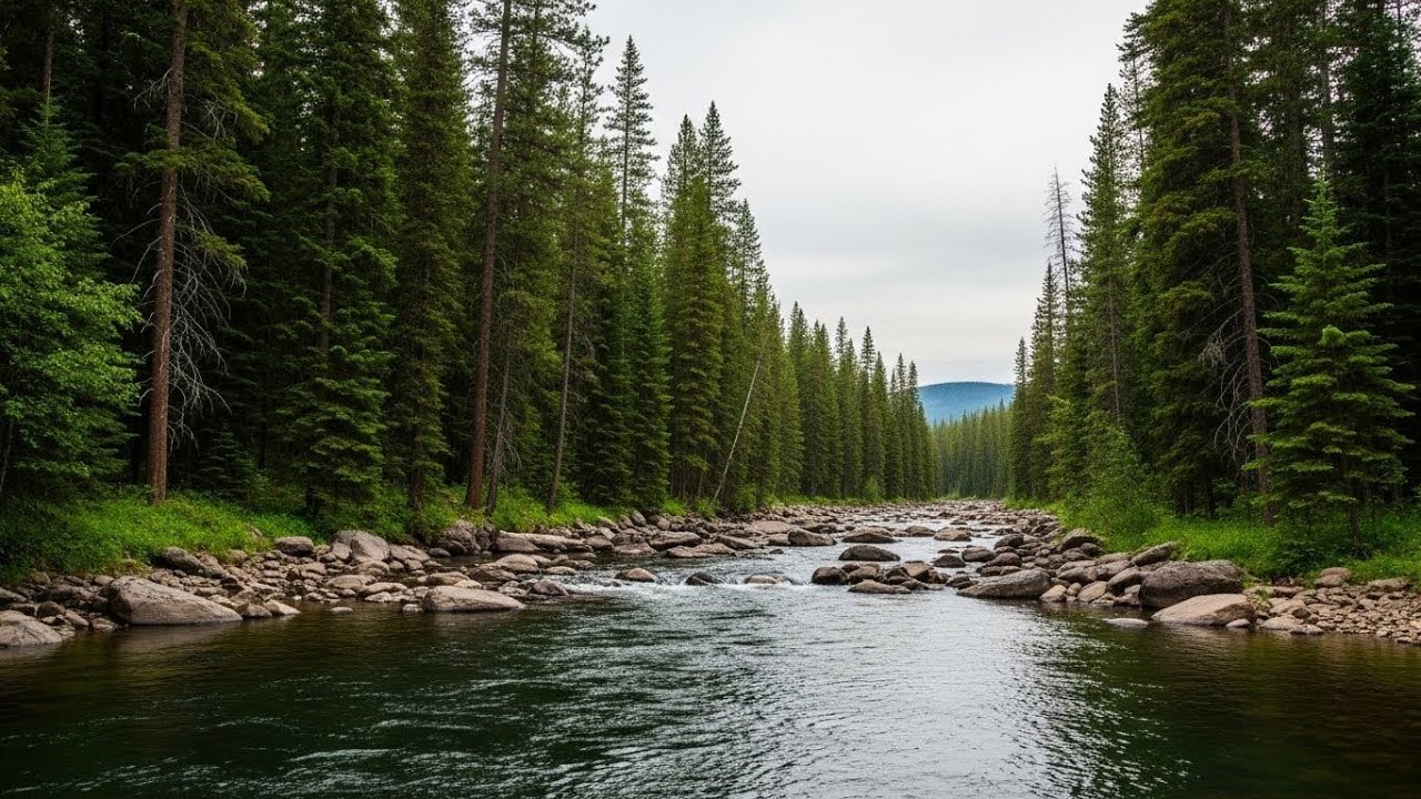 Peaceful River and Forest Ambience 🌊🌲 Flowing Water and Trees for Deep Sleep #2260