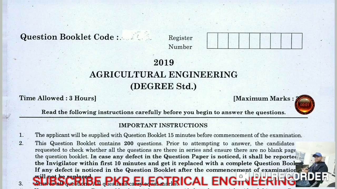 TNPSC AE 2019 AGRICULTURAL ENGINEERING QUESTION PAPER WITH ANSWERS