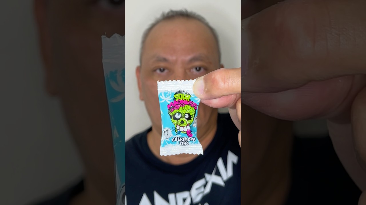 👂ASMR ARGO SOUR MADNESS SKULL SHOCK CANDY TROPICAL CHERIMOYA ZING FLAVOR EATING SOUNDS👂#shorts