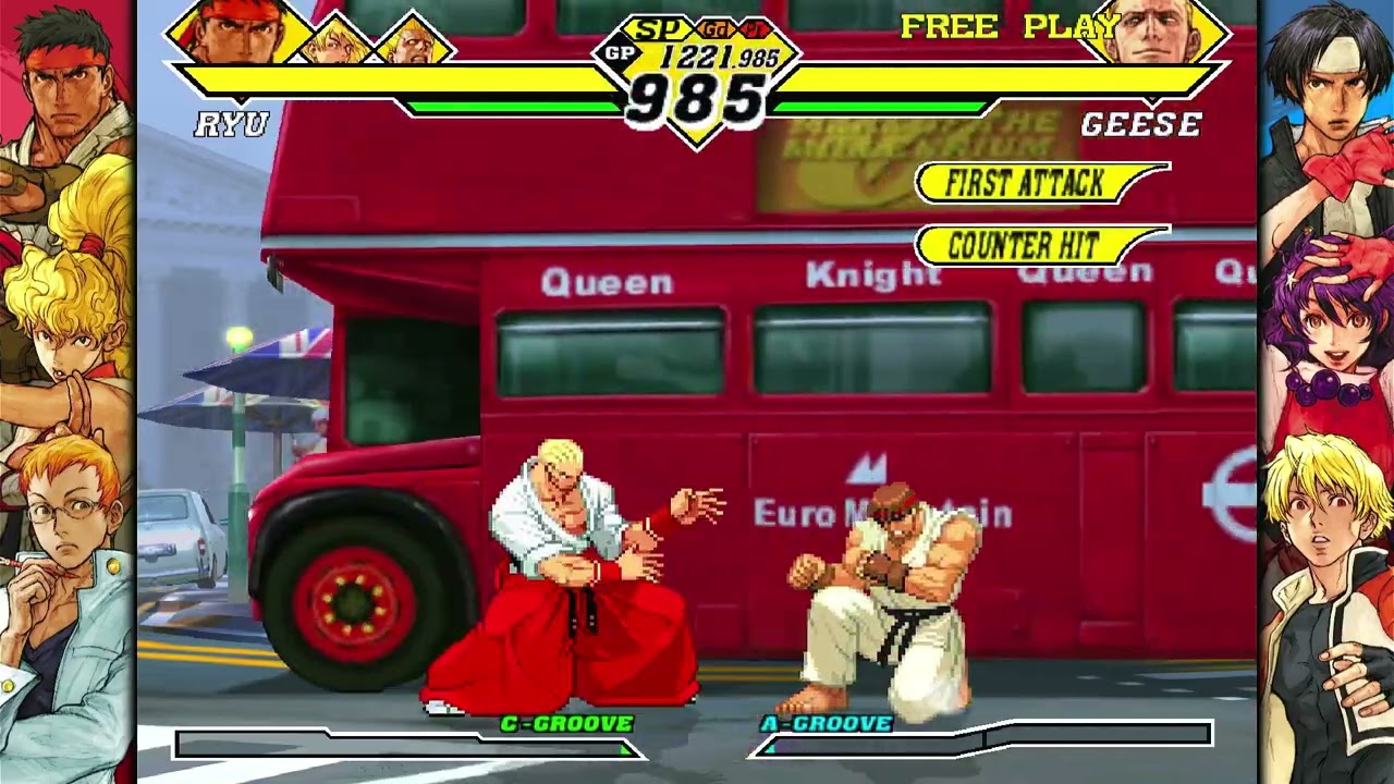 Capcom VS SNK 2: Mark Of The Millennium 2001 - Ryu, Ken, Guile Playthrough (3 on 3 Match)