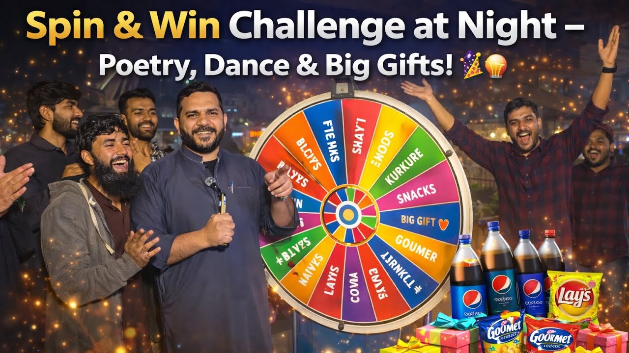 Spin & Win Challenge at Night – Poetry, Dance & Big Gifts! 🎉🎤🎡