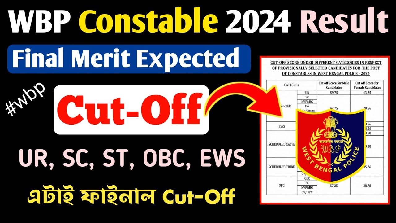 🎉WBP Constable 2024 Final Cut-Off 😱 (Expected) // WBP 2024 Final Merit Cut-Off // Cut-Off কমবে 💯