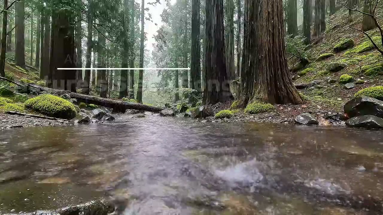 ASMR Rain in Ancient Forest Stream Vol. 1 | Calm Nature Rain Sounds | Sleep Relax Meditate (4K)