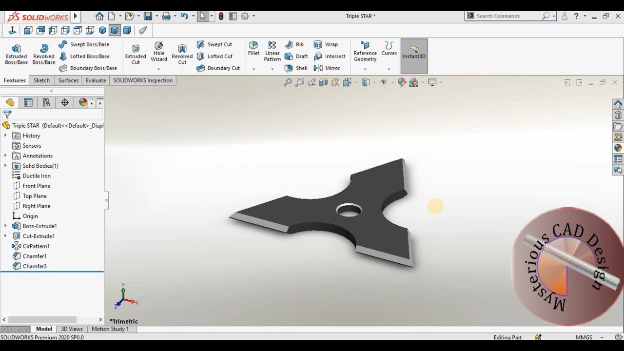 How to design ninja star in solidworks || solidworks tutorial