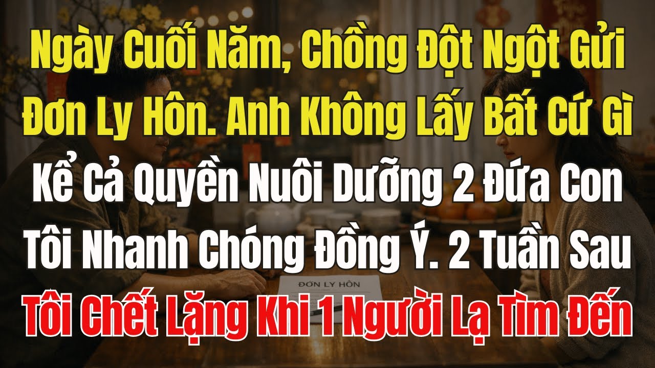 Cuối năm, Chồng tôi đột nhiên gửi đơn ly hôn. Anh không lấy gì, thậm chí từ bỏ quyền nuôi 2 đứa con