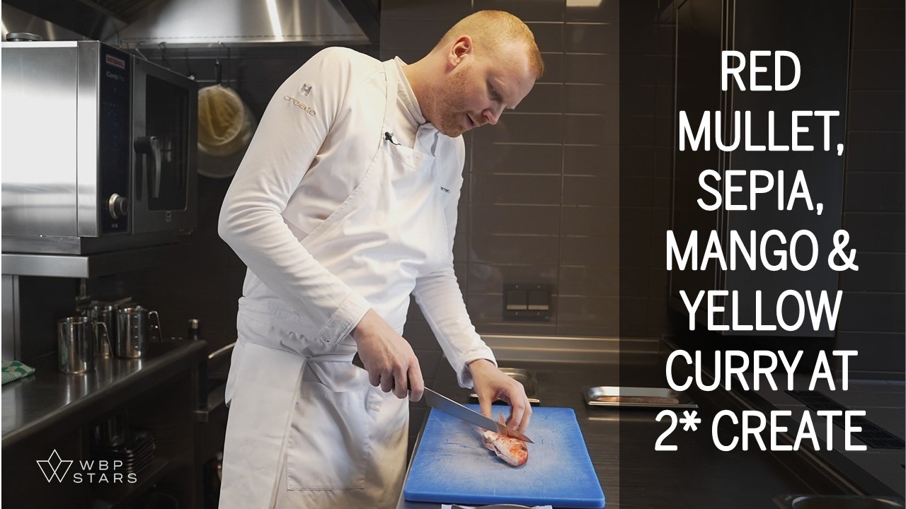 AMAZING RED MULLET with Sepia, mango & yellow curry at 2 star CREATE in The Netherlands