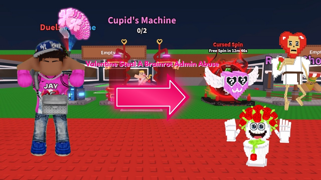 I Played My First Valentine Admin Abuse In Steal A Brainrot