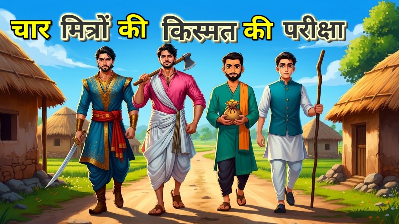 🔴 चार मित्रों की किस्मत की परीक्षा । Hindi Moral Story । kahani bed time story । cartoon story।कहानी