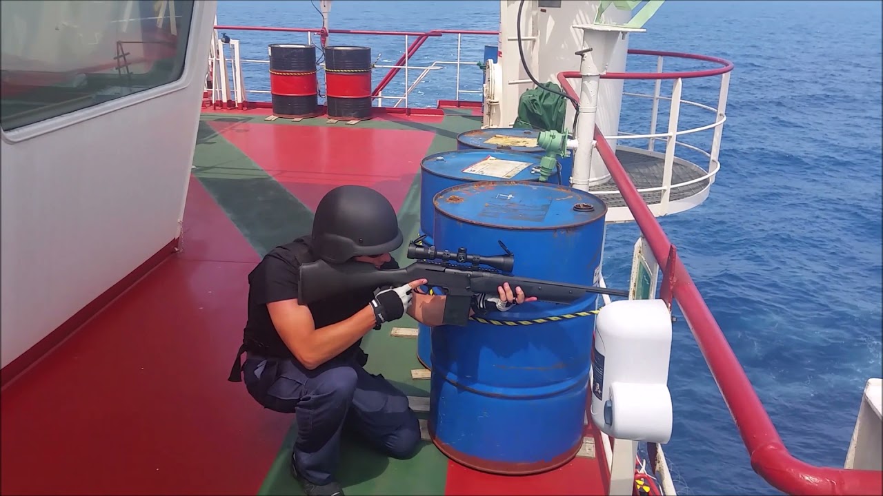 Maritime Security Officers Drill on the Vessel
