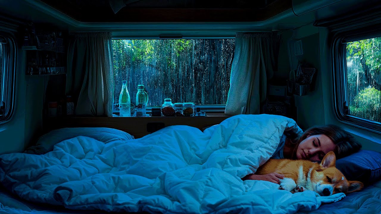 Sounds Rain and Thunder on Cozy Car ⚡ Deep Sleep Aid & Natural Insomnia Relief with White Noise