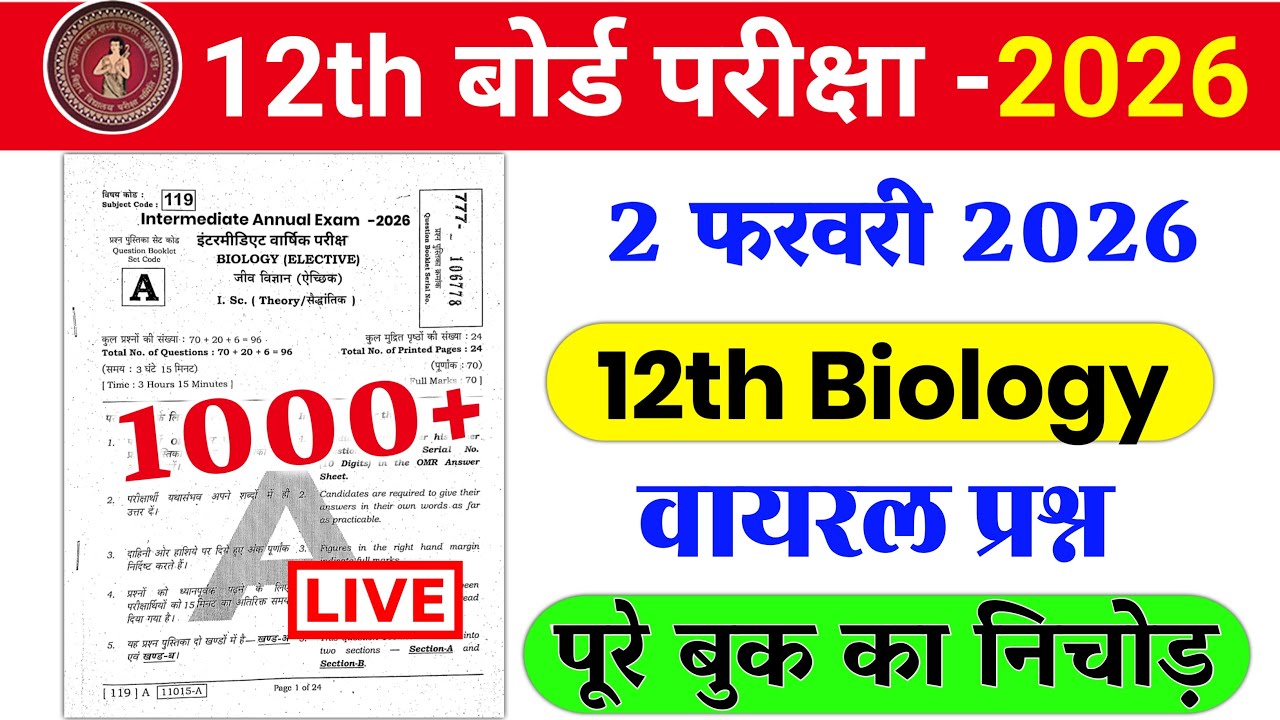 🛑02 Feb,12th Biology Viral Question 2026| 