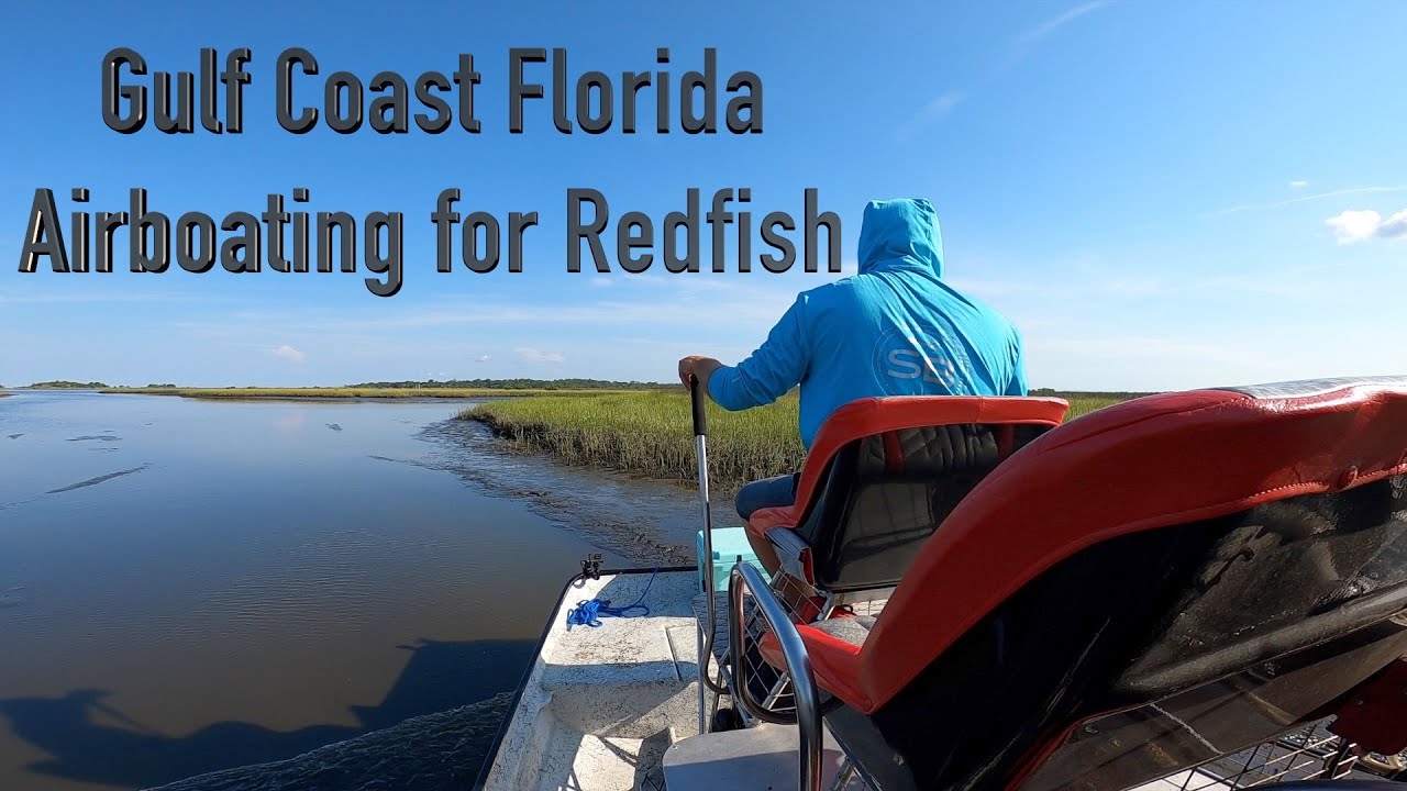 MASSIVE Redfish by AIRBOAT along Gulf Coast Shell Mound, FL