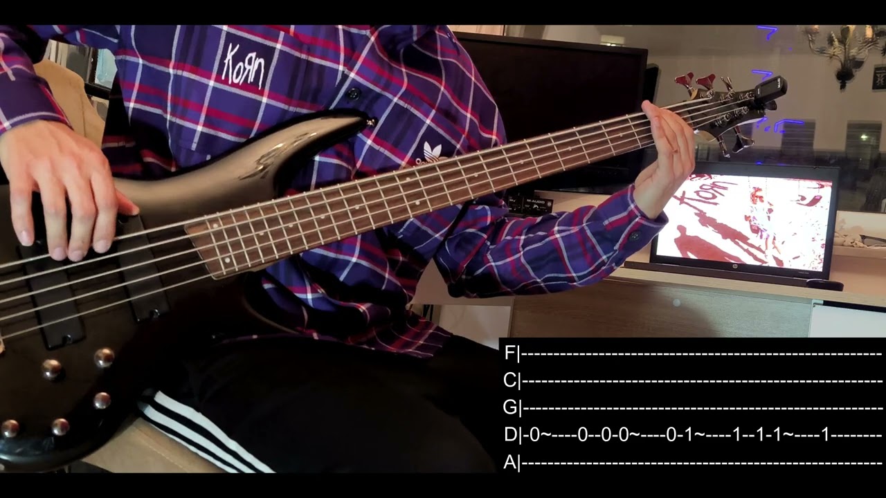 Korn - Blind [ BASS COVER ] | TABS ON SCREEN | HD