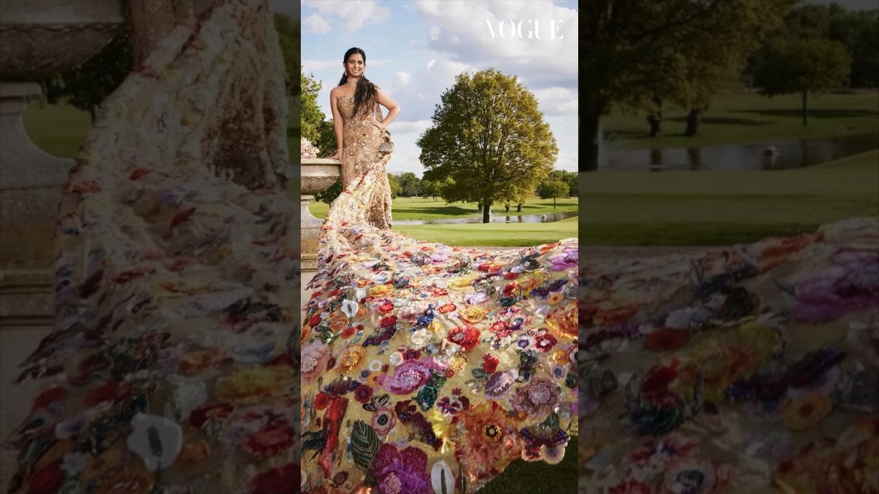 Isha Ambani in a sari gown that took 10,000 hours to complete for 