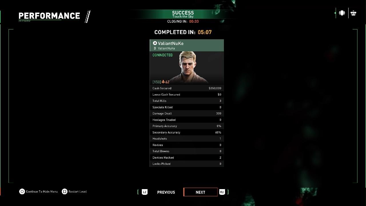 PAYDAY 3 Touch The Sky WR PS5