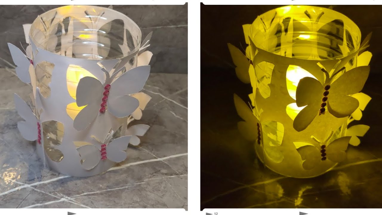 Easy Plastic bottle crafts , butterfly lamp diy