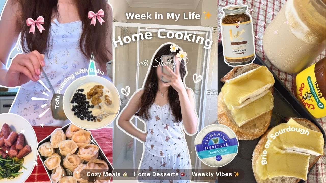 𝐂𝐨𝐨𝐤𝐢𝐧𝐠 𝐚𝐭 𝐇𝐨𝐦𝐞 🏠✨ | Brie on Sourdough with Honey 🥖, Steamed Dumplings 🥟 & Tofu Pudding with Boba 🧋
