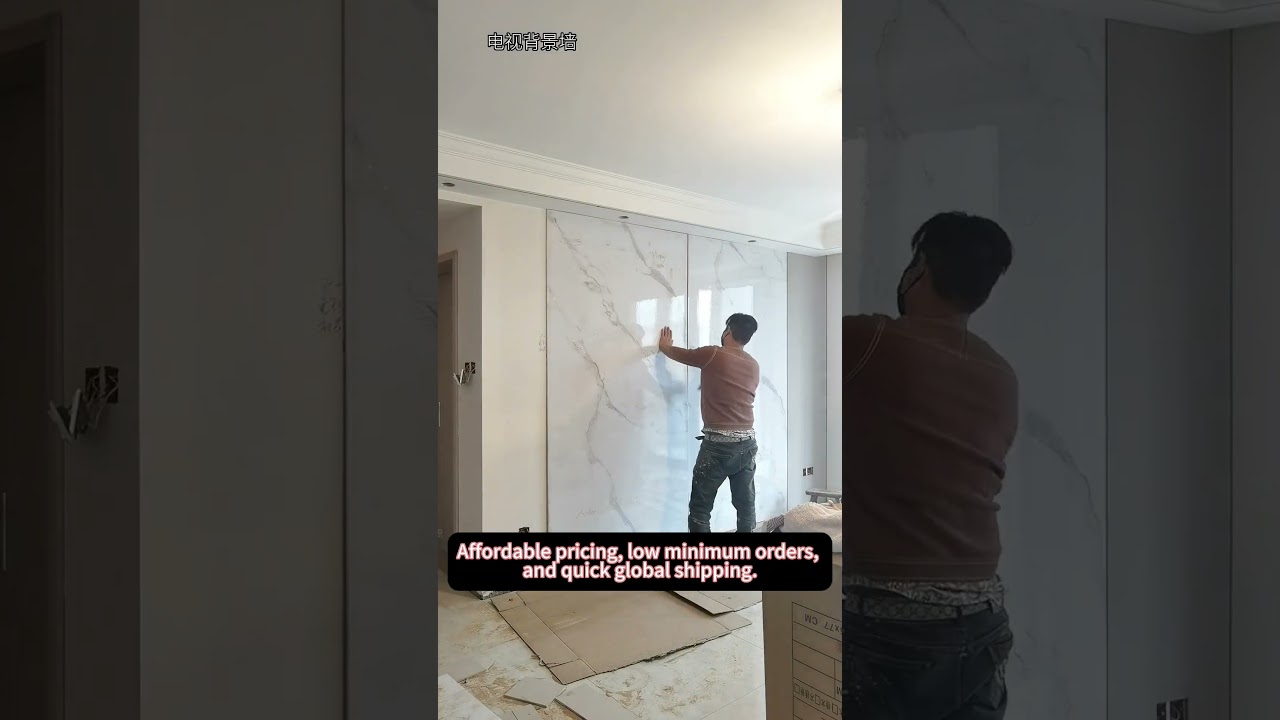 UV Marble Sheet Background Wall Installation | Custom Solutions & Fast Shipping  #interiordesign