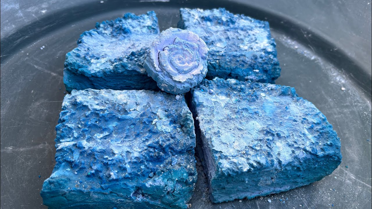 Frosty rose and crunchy blocks 🩵❄️ Big Pebble crushing ❄️🩵