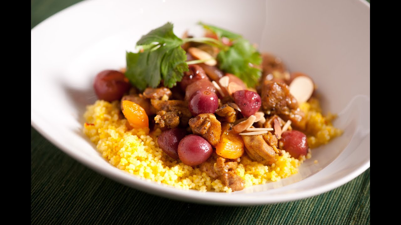 Chicken Tagine with Roasted Grapes and Saffron Couscous