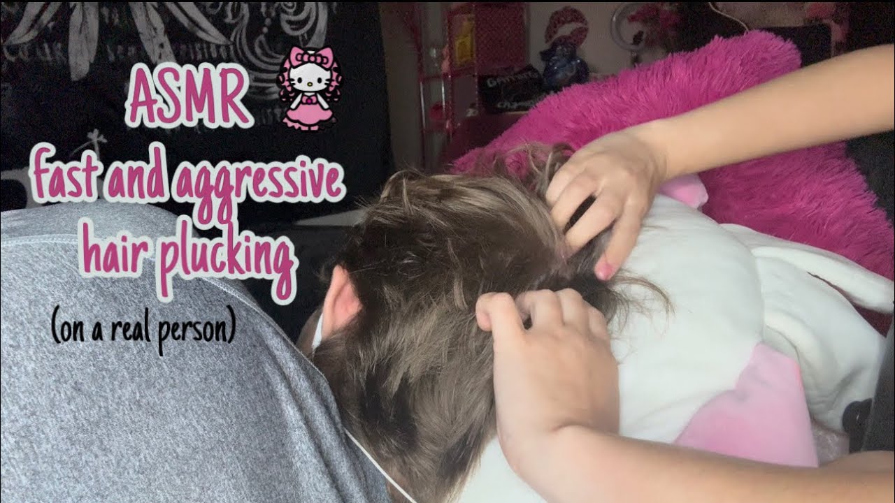ASMR fast and aggressive hair plucking 💆🏻(on a real person)
