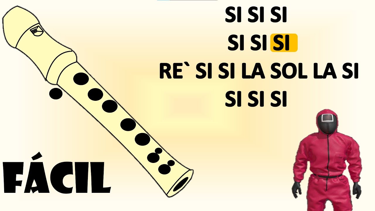*_*  El juego del calamar, intro *_*  flauta dulce fácil, tutorial con animación, canción fácil